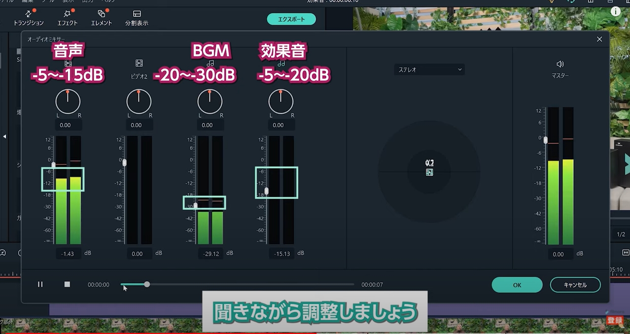 トラックのレベルの調整