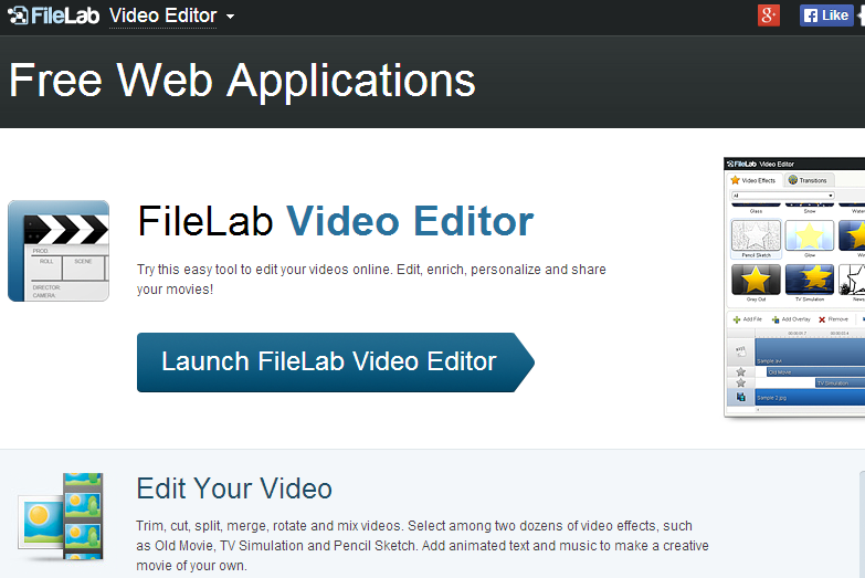 無料のオンライン動画回転ソフト　FileLab Video Editor